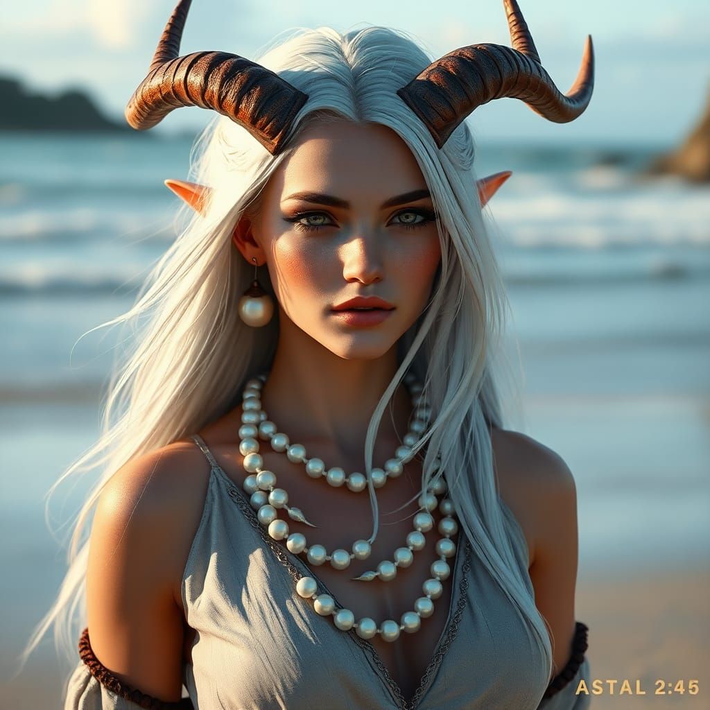 Ethereal High-Elf Goddess on a Beach: A Fantasy Art Masterpi...