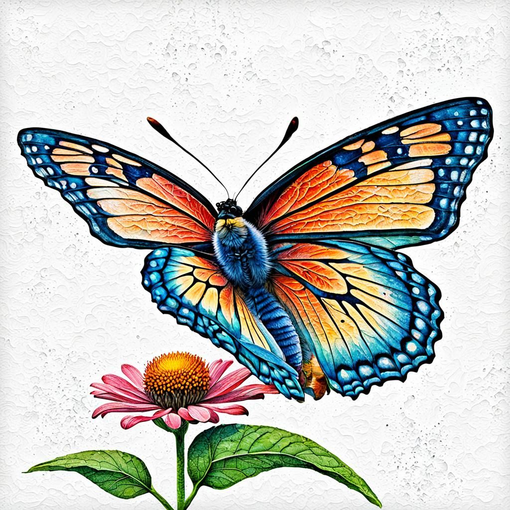 Butterfly in Flight, Textured Art