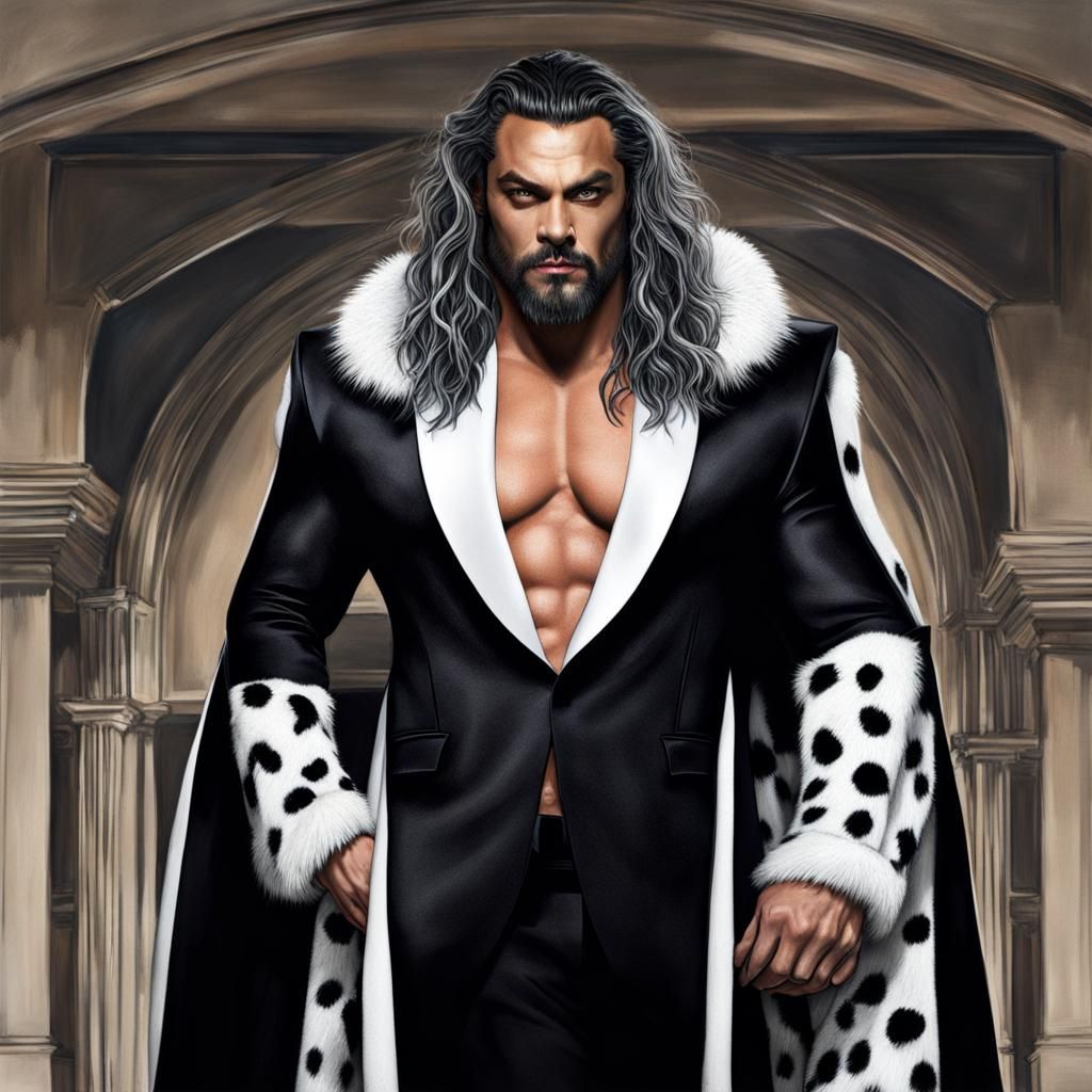 Jason Momoa as Cruella de Vil in Hyperrealistic Portraiture