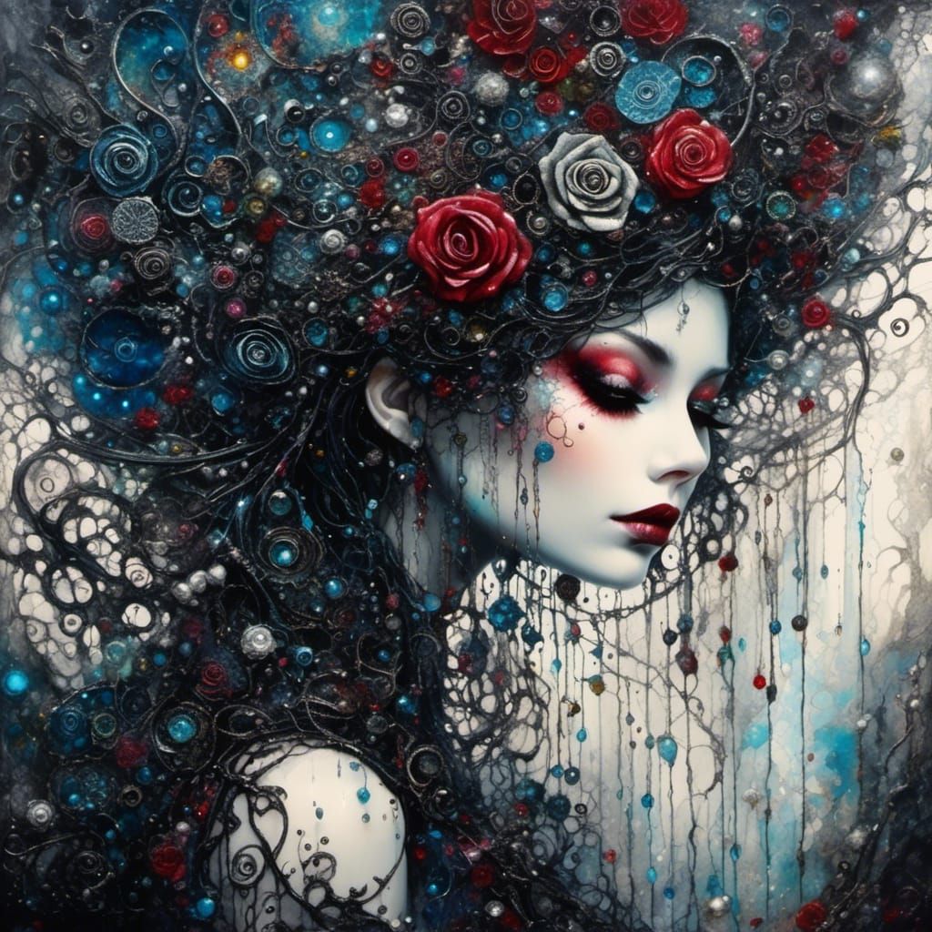 Whimsical Gothic Dreamscape in Dark, Moody Colors