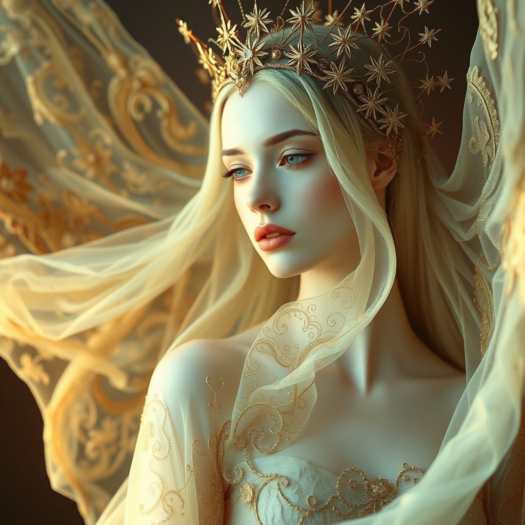 Goddess of Elysian Beauty in Golden Starlight