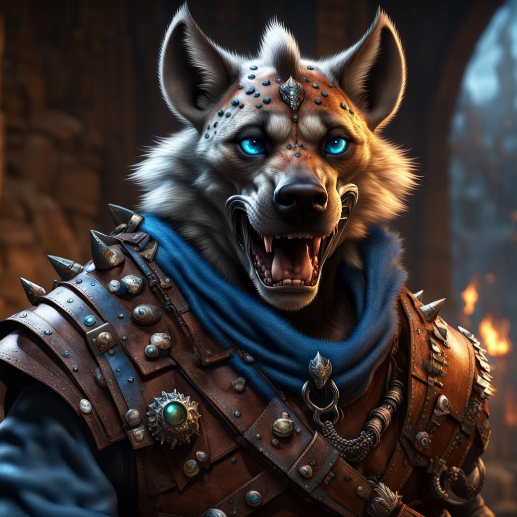 Dark Fantasy Gnoll Wanderer in Leather Armor