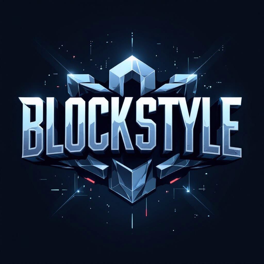 Bold Metallic "BlockStyle" Inscription in Futuristic Style