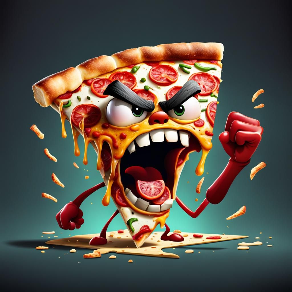 An Angry Pizza Slice Yells in Frustration