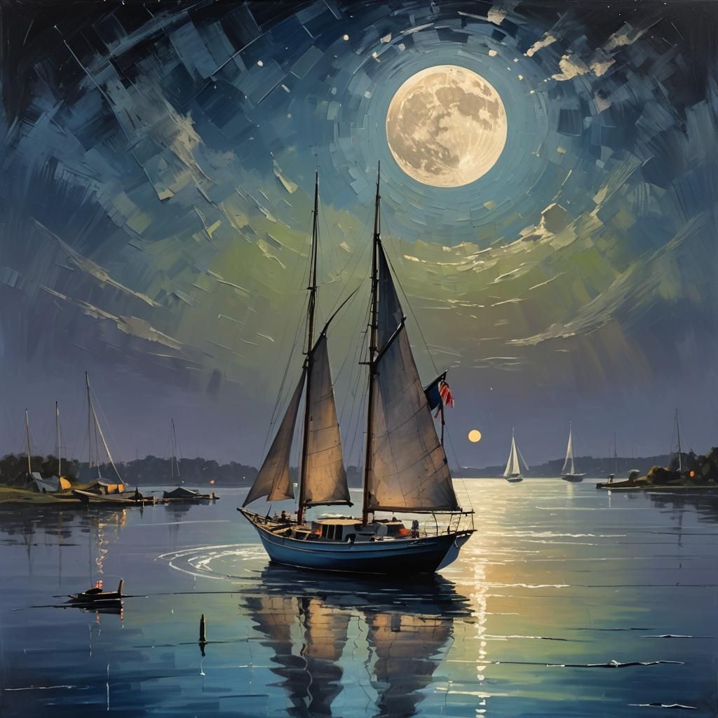 Silver Moonlight Dance on a Still Lake