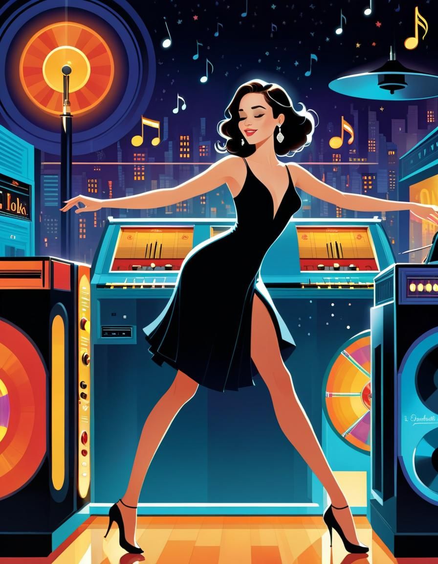 Jukebox Dreams in a Vibrant, Abstract World