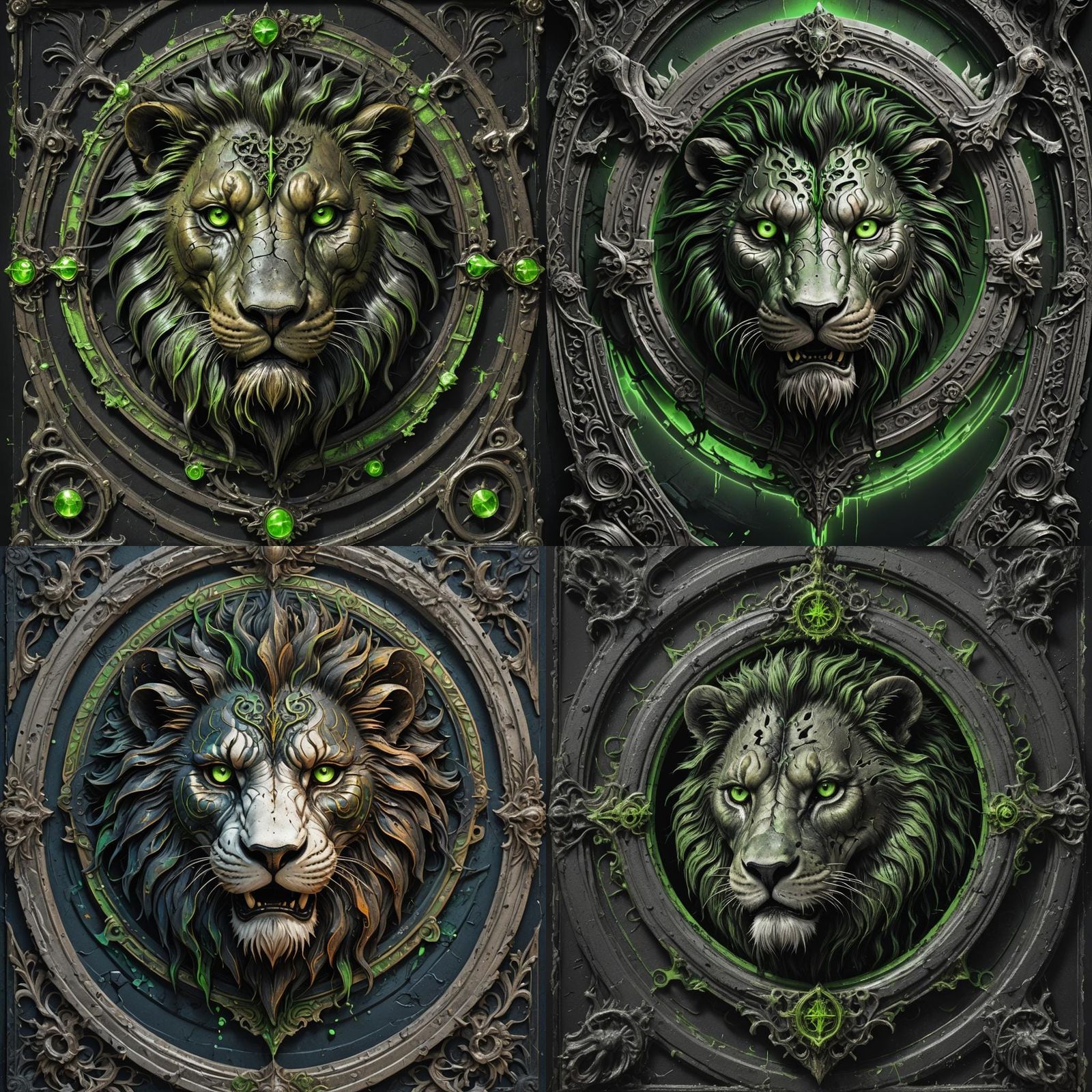 Lion Medallion in Gothic Contrast Digital Illustration