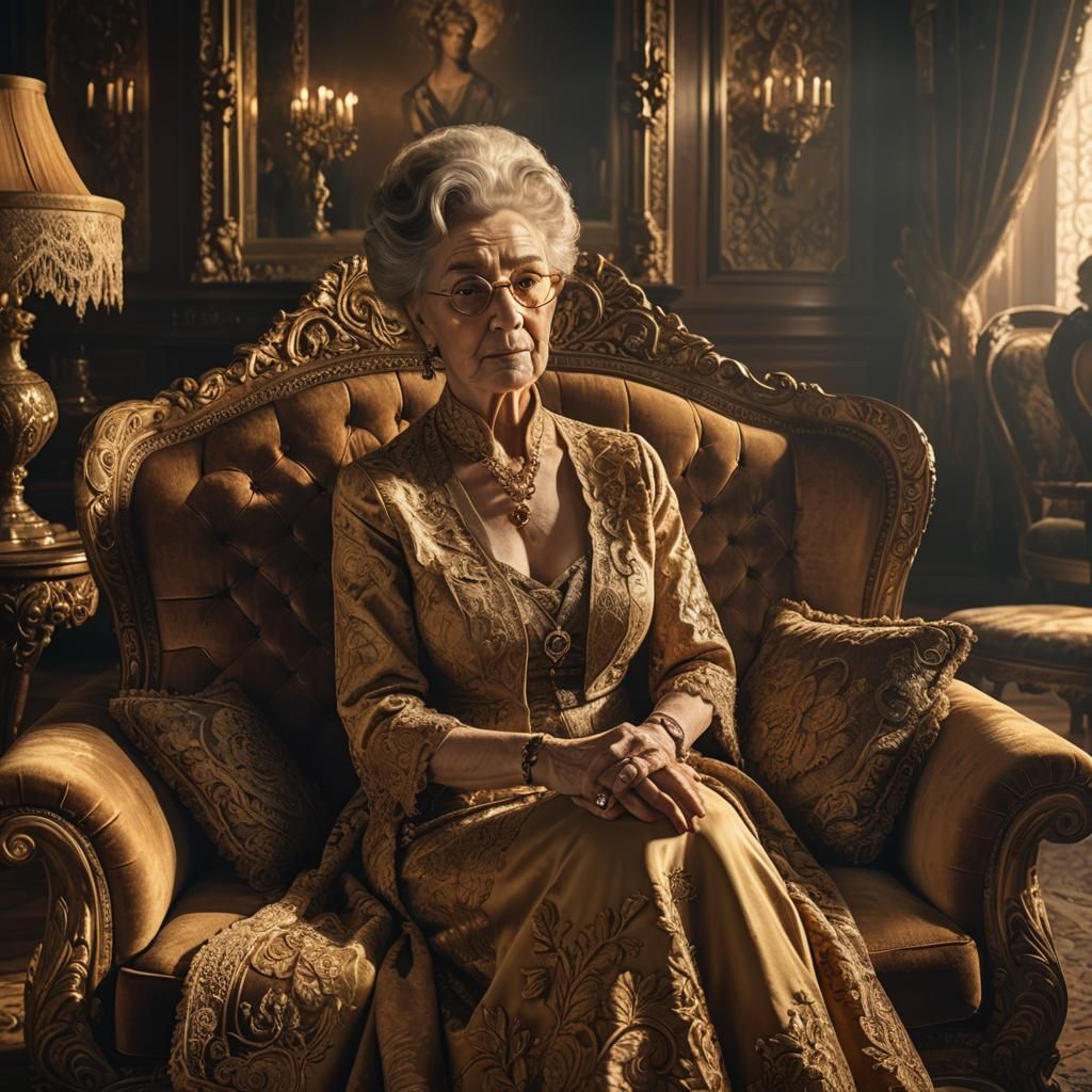 Grandma in Luxurious Parlor