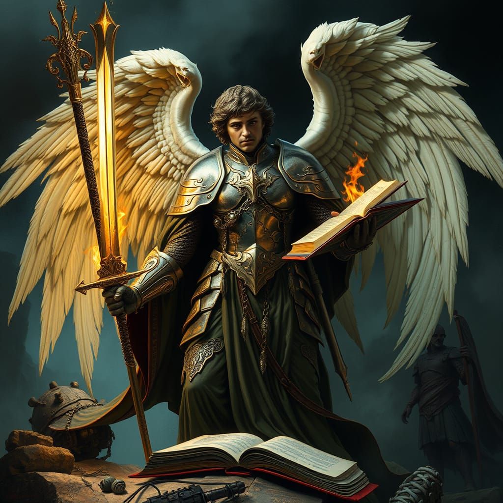 Armored Angel with Sword and Book in Gothic Art