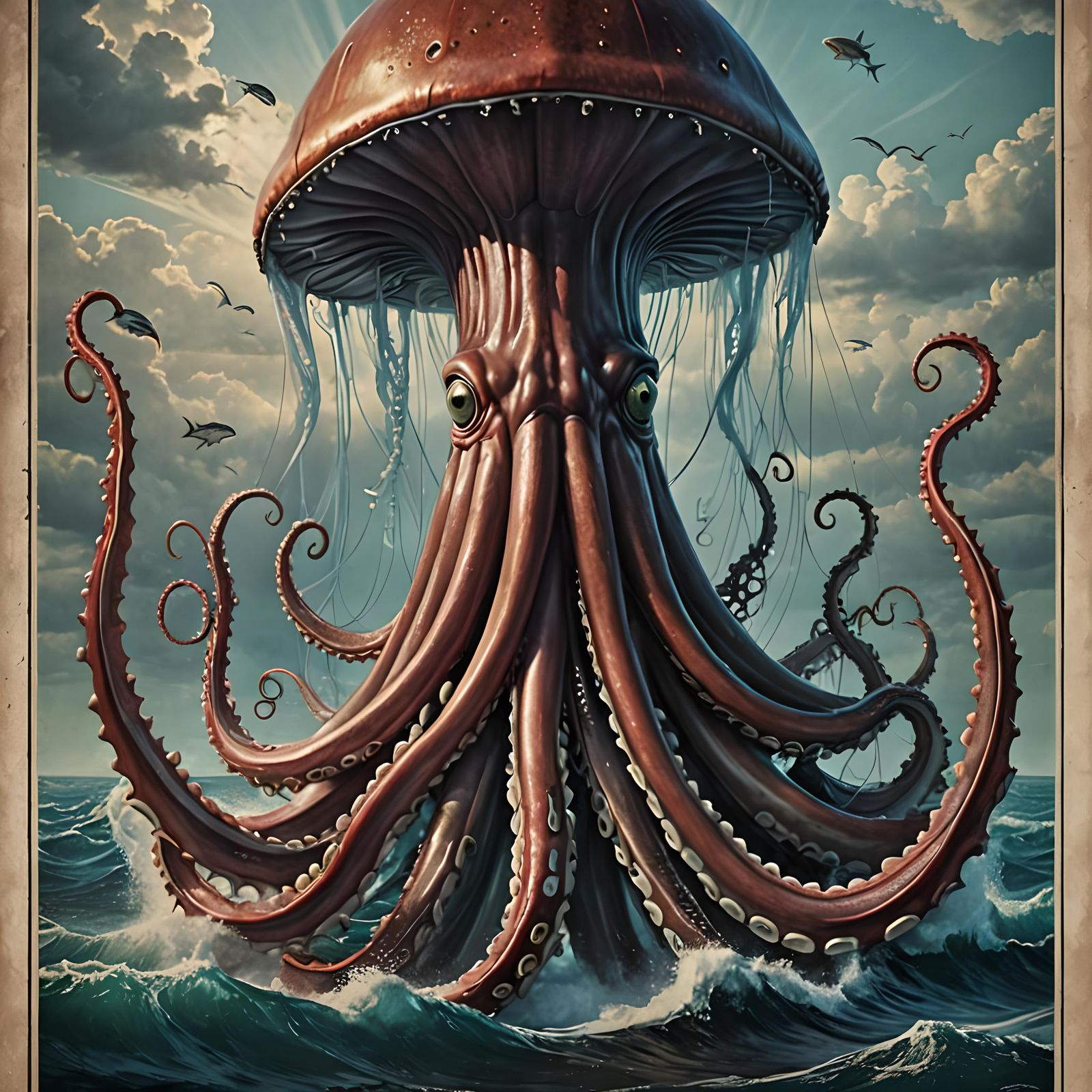 Hyperealistic Giant Squid Movie Poster