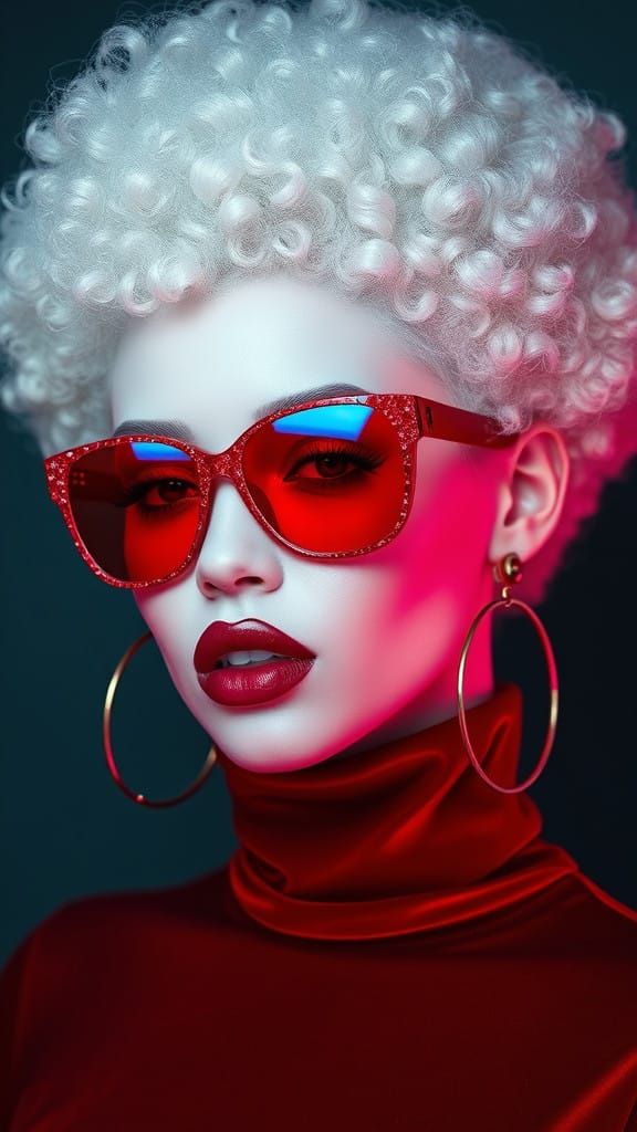 Ethereal African Albino Beauty in High-Fashion Fantasy
