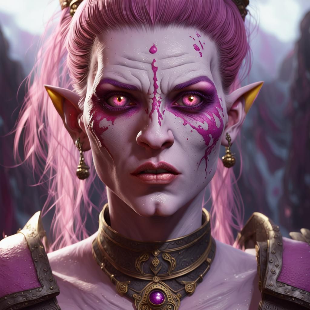 Ethereal Half Orc Goddess in Dark Fantasy