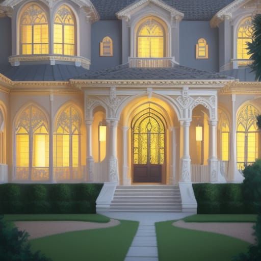 Elegant Grand Entrance to Alys Beach Villa Mansion in Vibran...