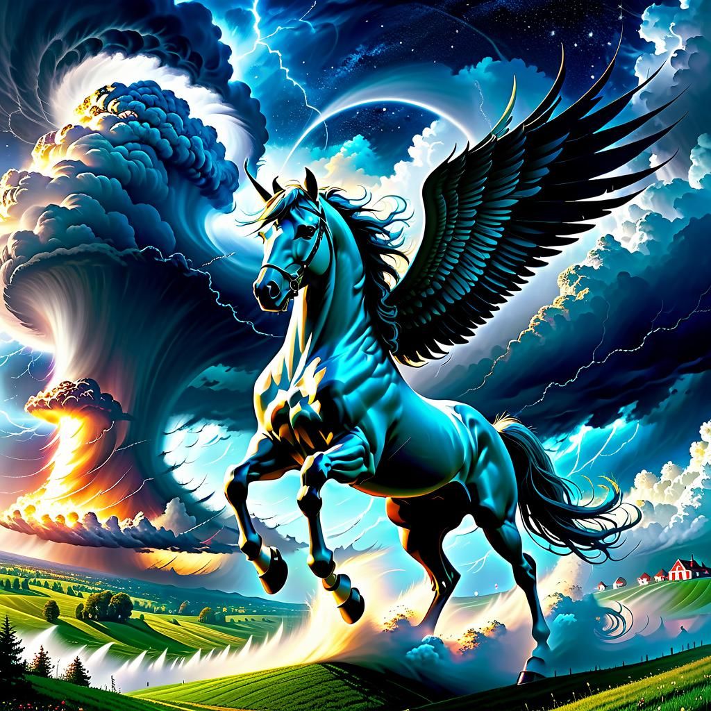 Ethereal Pegasus in Tornadoous Celestial Storm