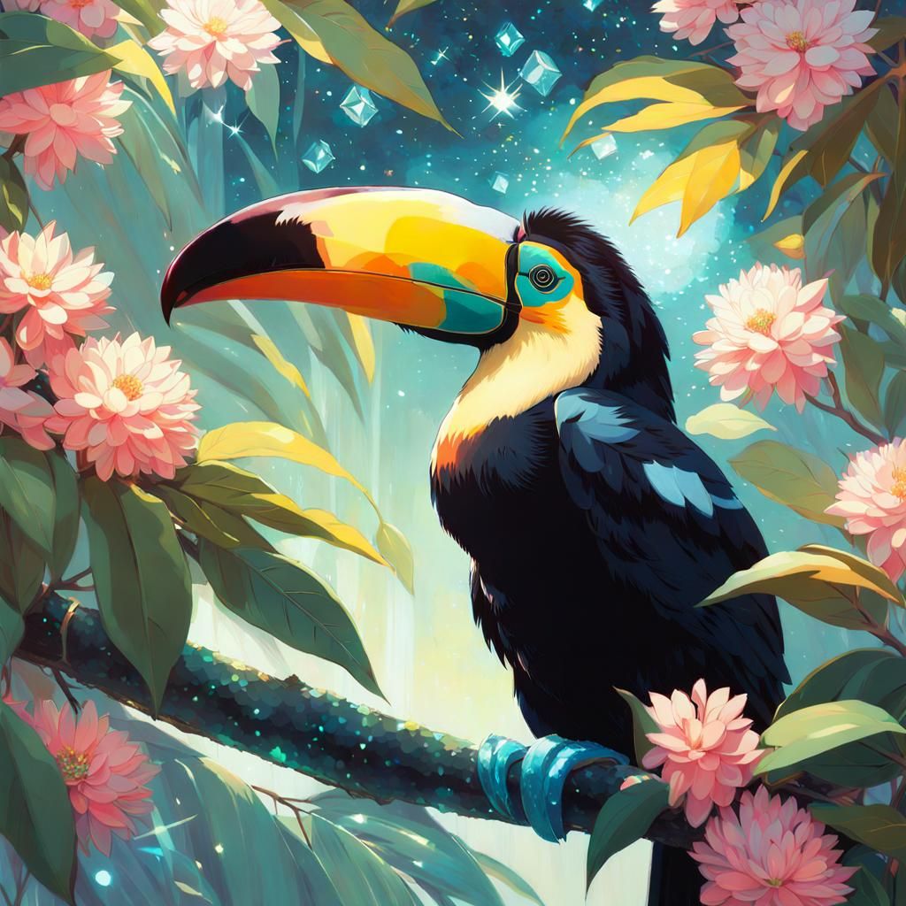 Celestial Keel-billed Toucan in Vibrant Hyper-Realism