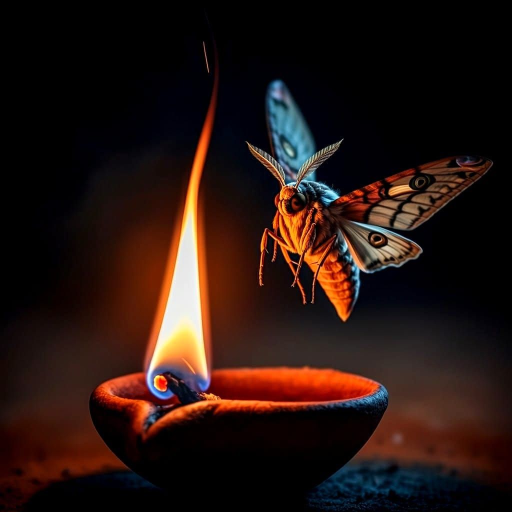 Moth Consumed by Flame in Hyper Realistic Art