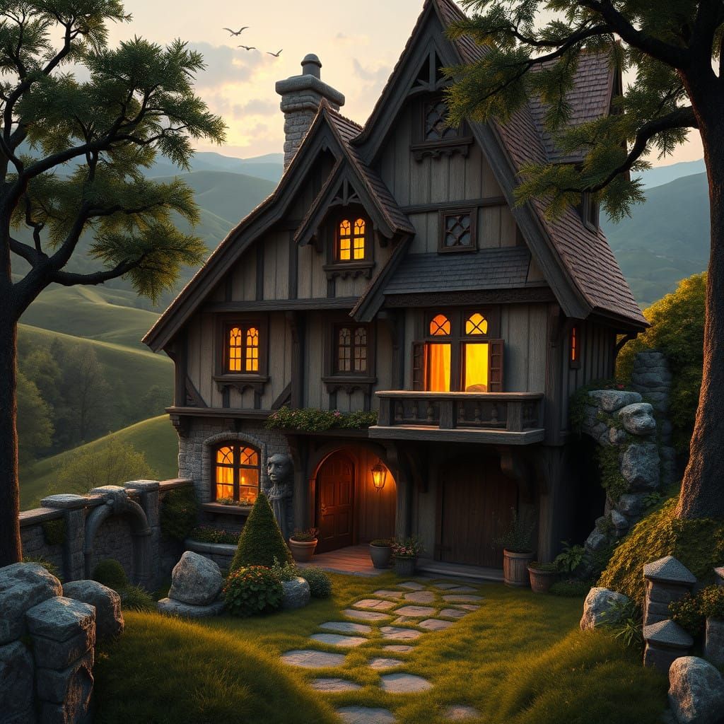 Tudor Fantasy Home Amidst Whimsical Landscapes