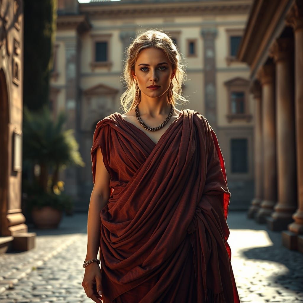 Roman Matron in Ancient Villa: Cinematic Style
