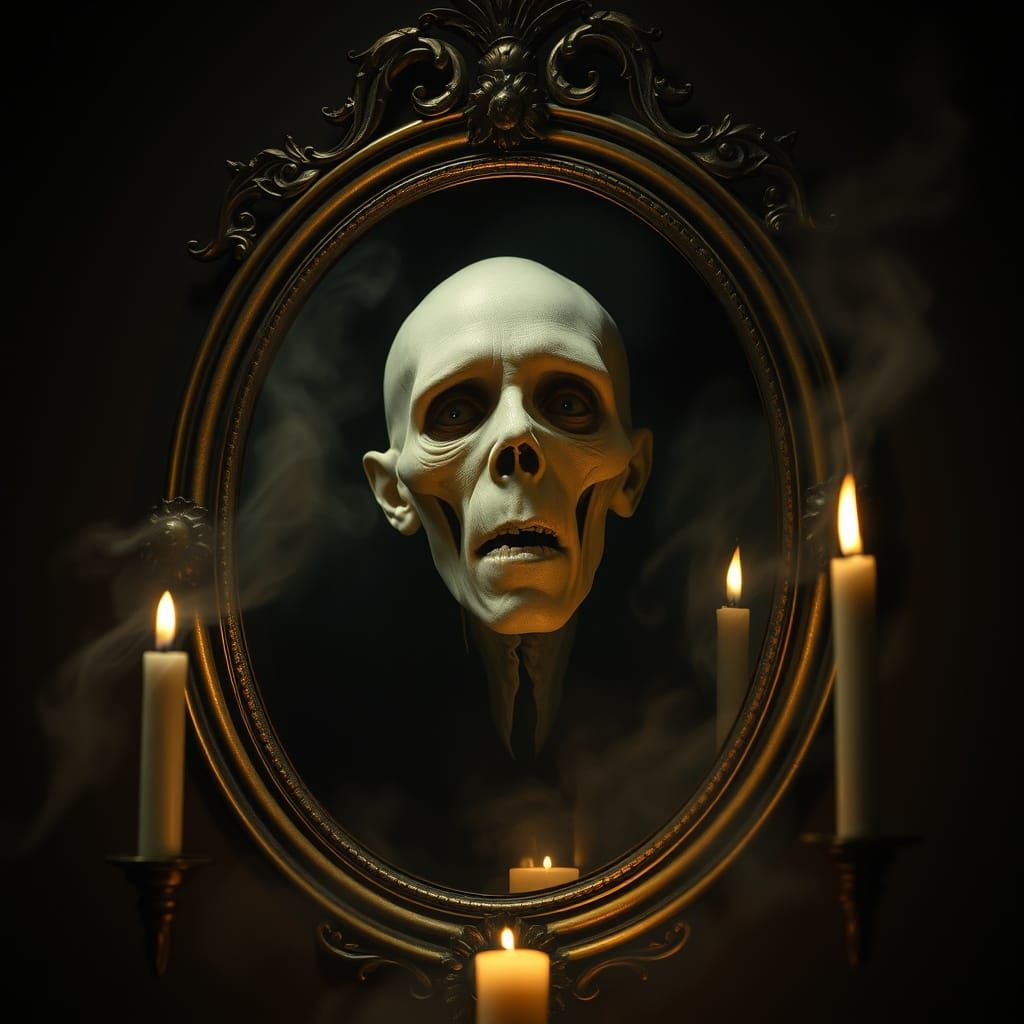 Ethereal Figure in Antique Mirror