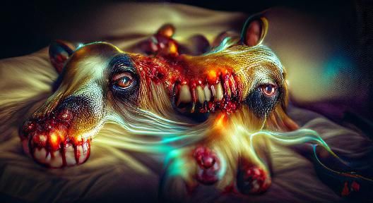 Grim Hyperrealistic Horror Dog in 8K Resolution
