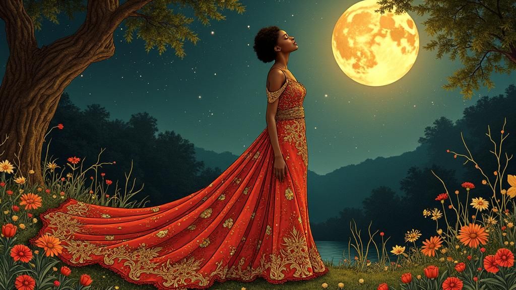 Majestic Black Woman Adorned in Art Nouveau Elegance