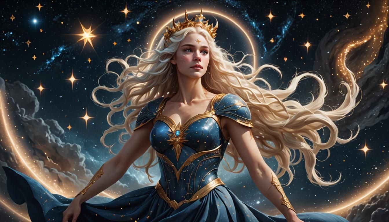 Celestial Centaur Goddess in Stellar Blue Gown