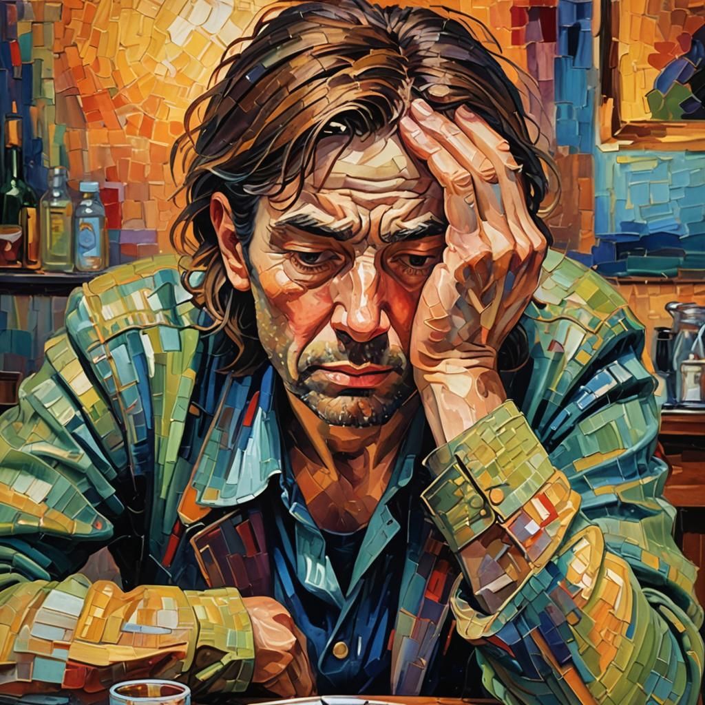 Vibrant Neo-Impressionist Portrait of a Friend in Pain