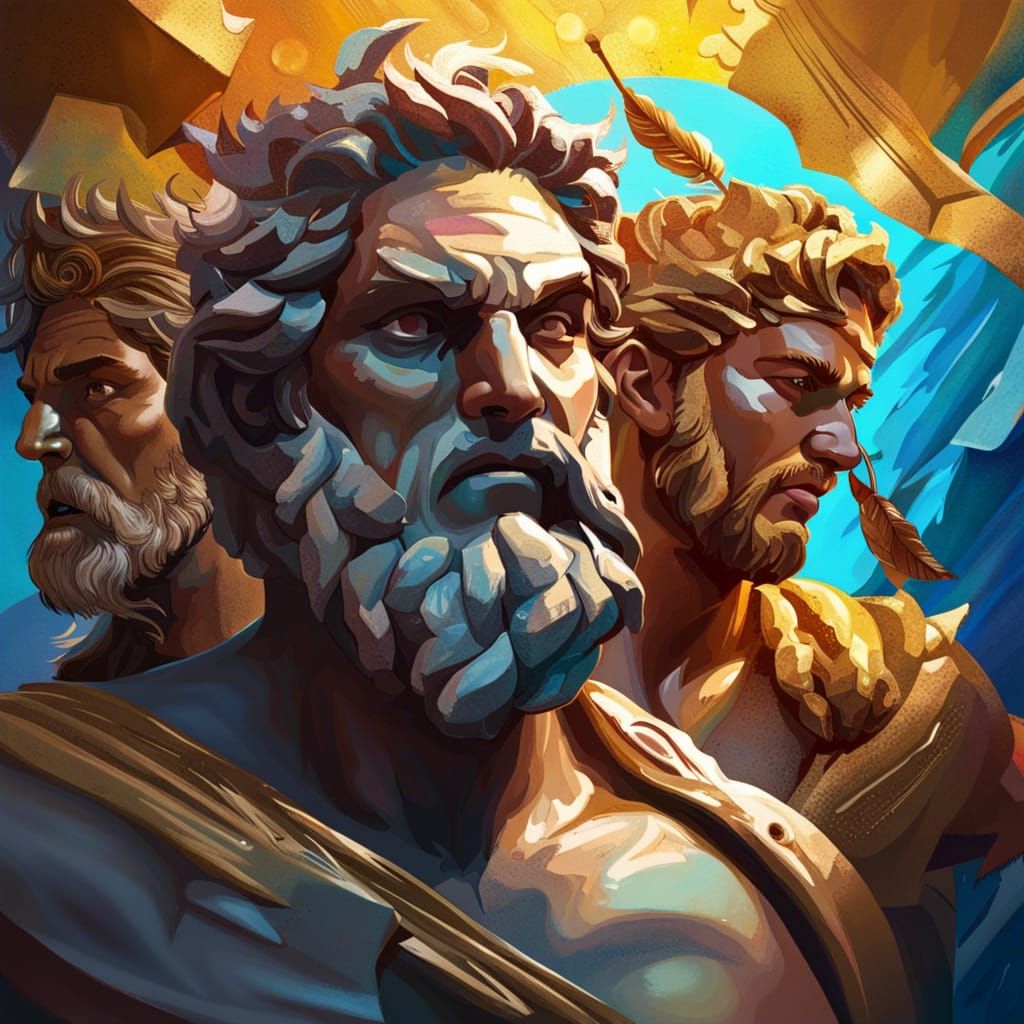 Greek Gods in Hyperrealistic Splash Art