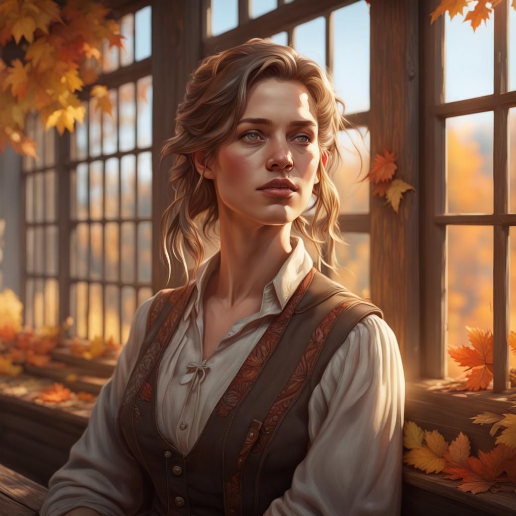 Warmth of Autumn on a Farmhouse Veranda