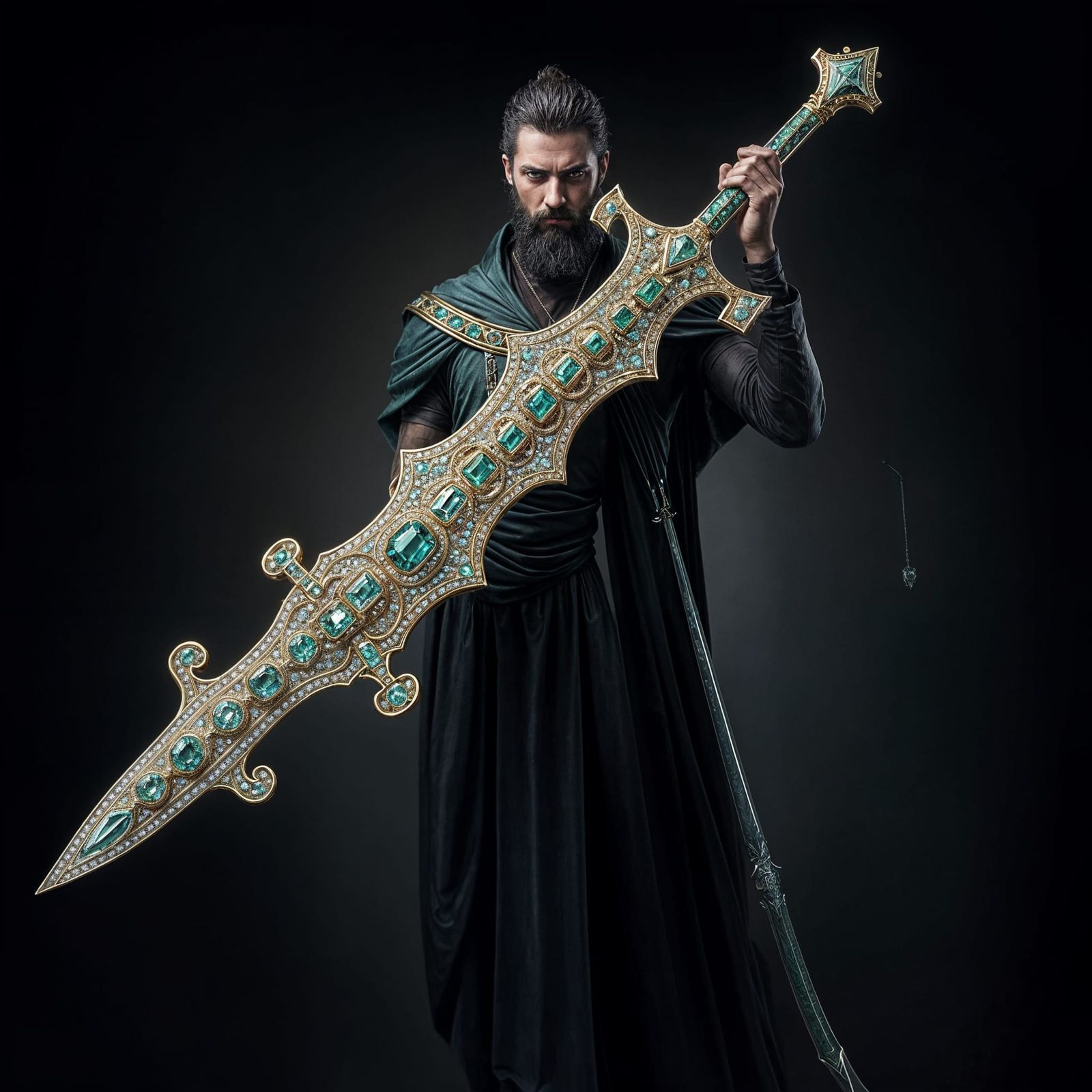 Luxurious Sword Transformed with Precious Gems and Jewels