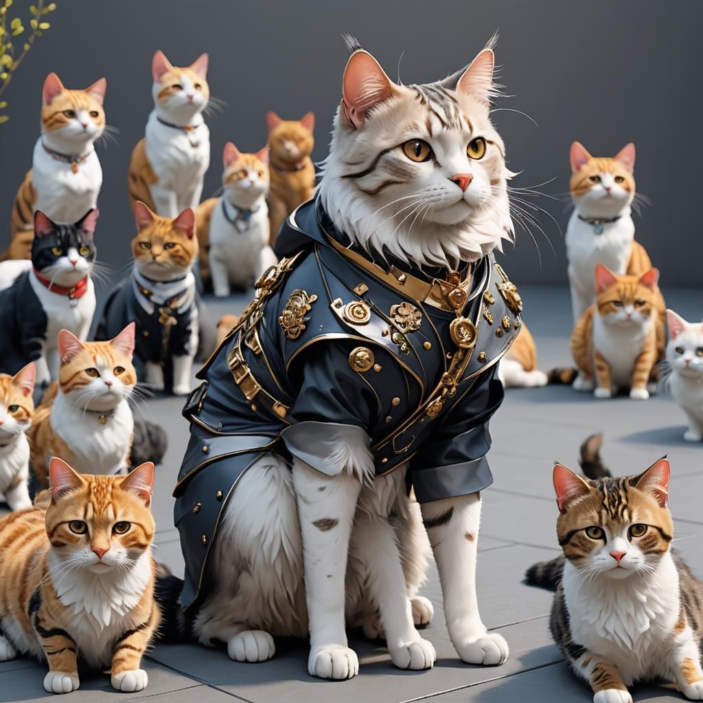 Elegant Anime-Inspired Feline Supermodel