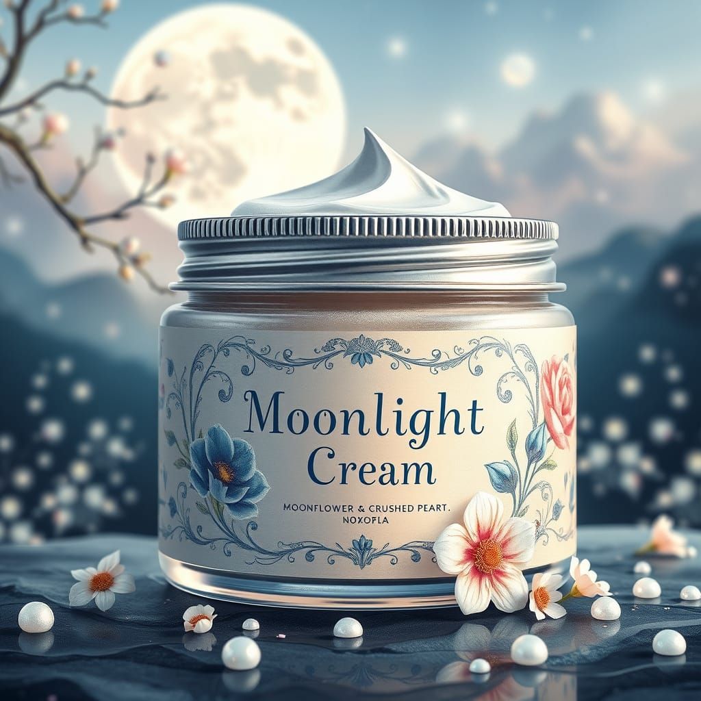 Whimsical Moonlight Cream Jar in Watercolor Style