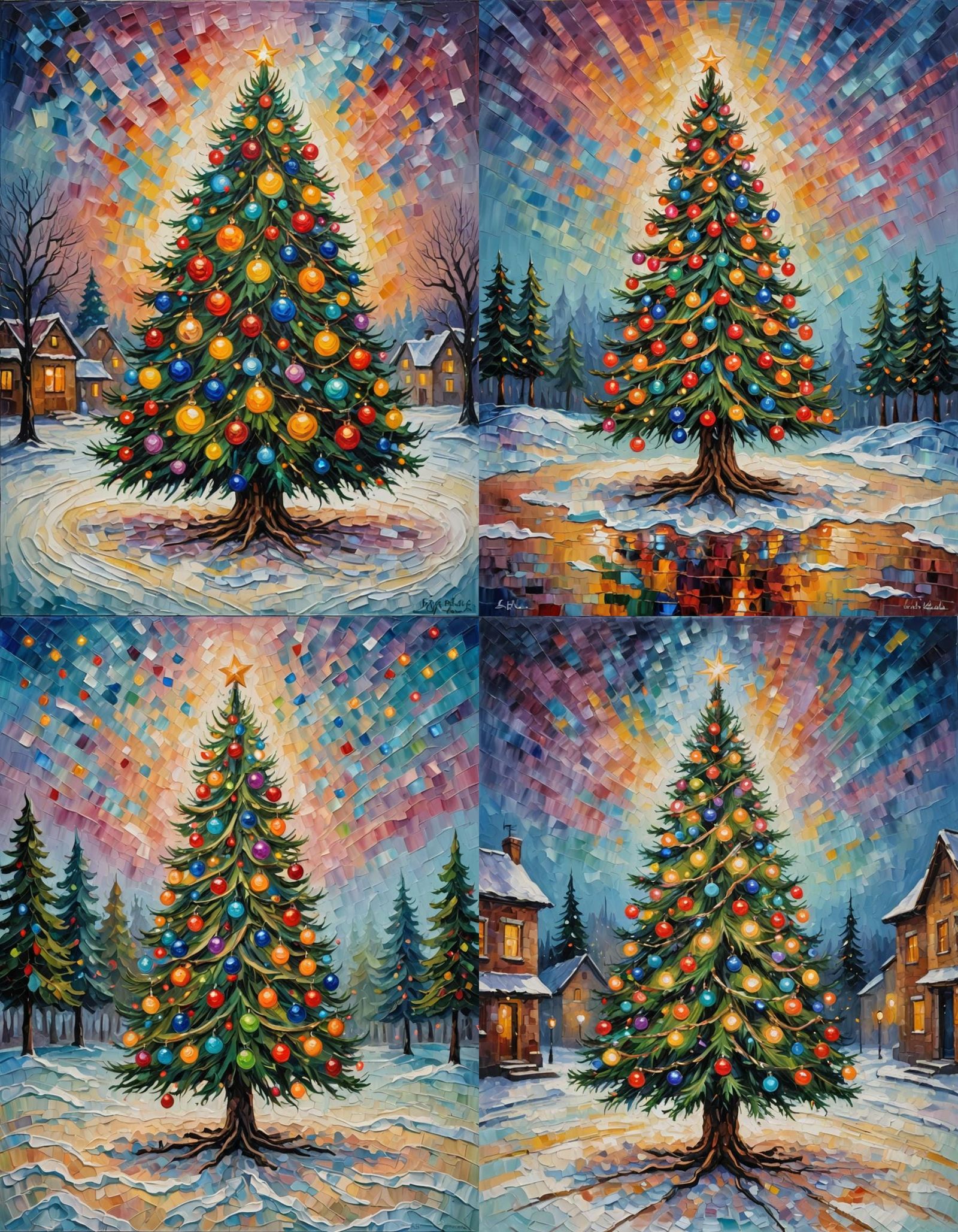 A lonely Christmas tree decorated with lights and ornaments ...