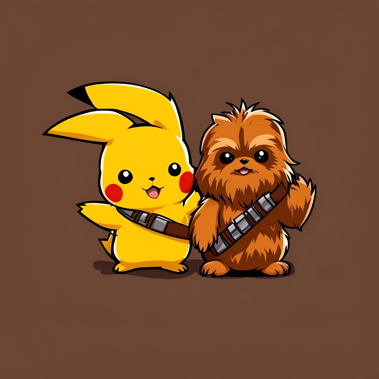 Adorable Pikachu Chewbacca Mashup Artwork