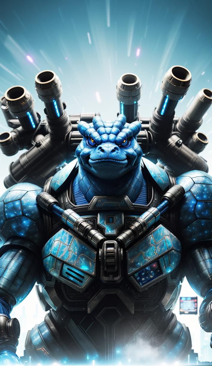 Cyberpunk Blastoise: Hyper Realistic Pokémon Portrait