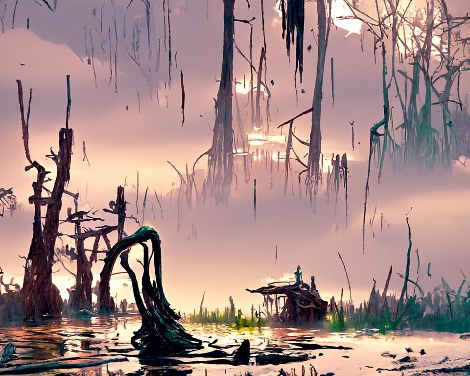 Dark Rotten Swamp in Cyberpunk Digital Art
