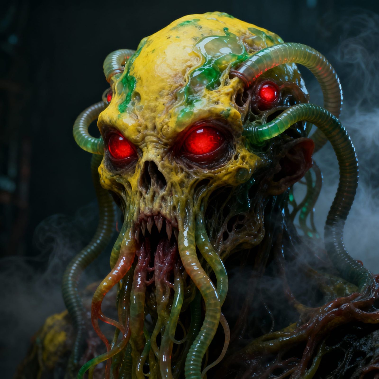 Unsettling Lovecraftian Face in 3D Render