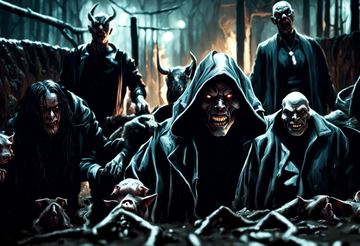 Dark Fantasy: Satan, Priest, and Fallen Pigs