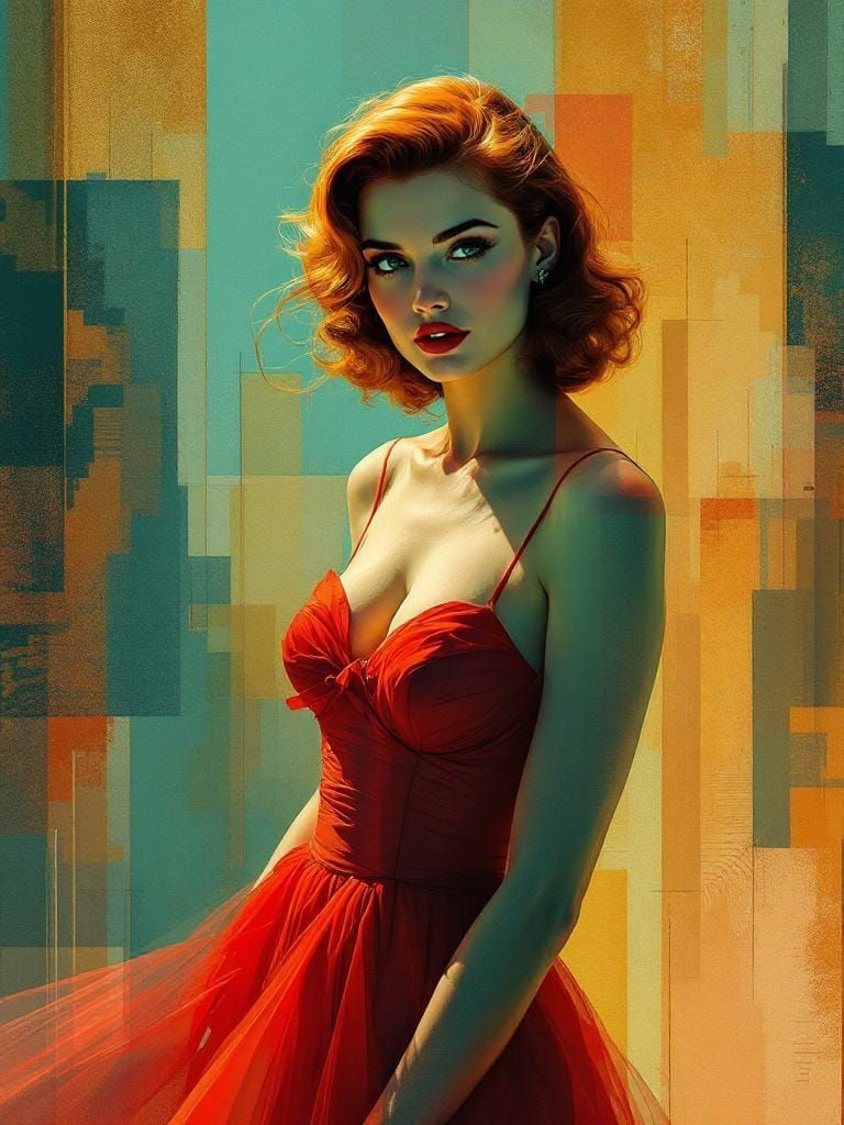 1950s Pin-Up in Expressionist Transparent Style