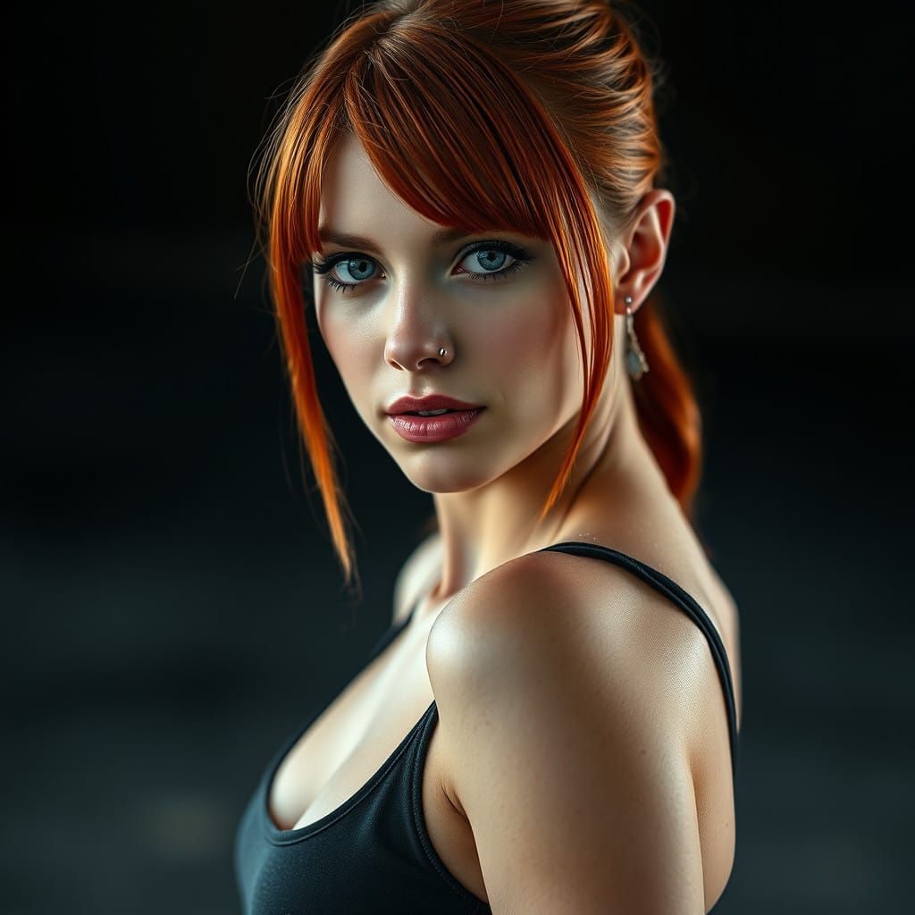 Elegant Young Woman in Moody, Cinematic Style