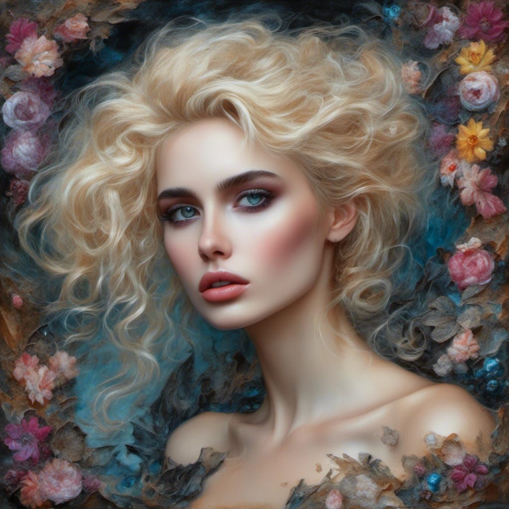 Gothic Italian Goddess in Oil Painting