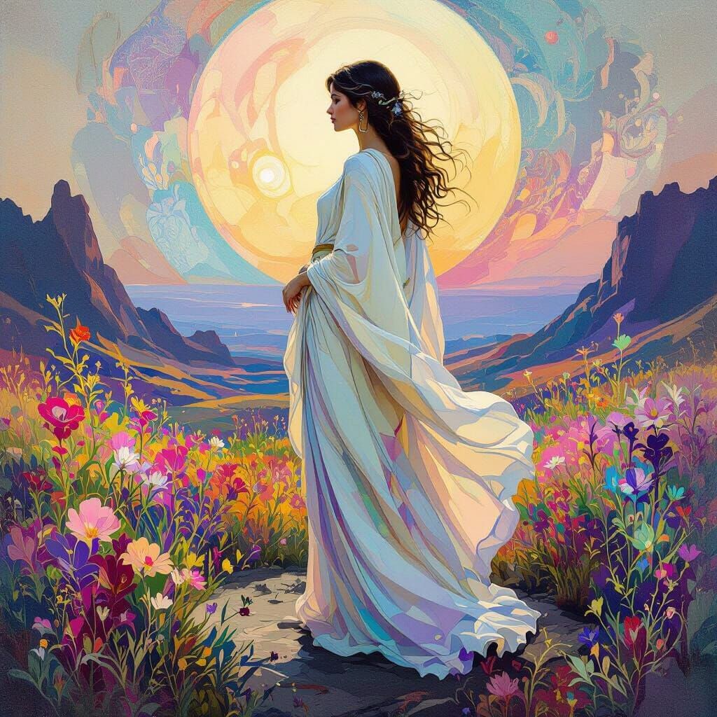 Ethereal Woman on Alien Planet, Waterhouse Style