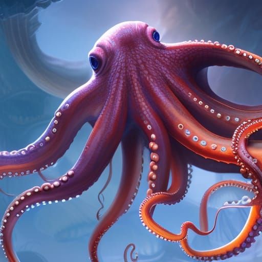 Fantastical Octopus Girl in Deep, Intricate Detail