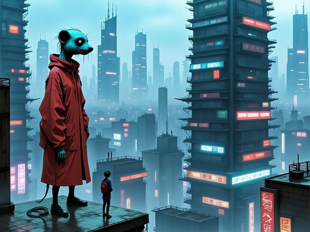 Colossal Comfort: Eleanor's Spectral Embrace in the Cyberpun...