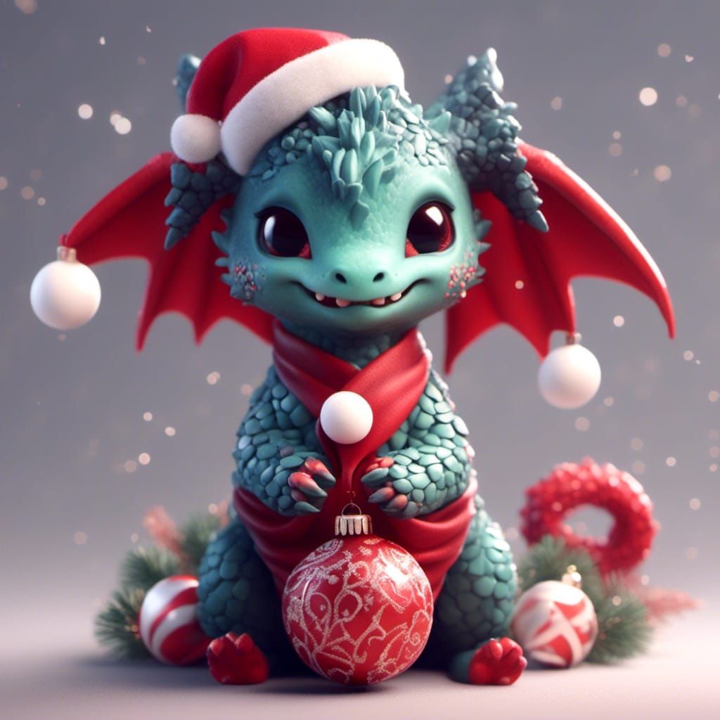 Adorable Chibi Christmas Dragon