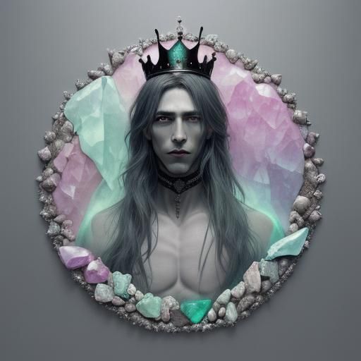 Majestic King in Pastel Jewel Landscape