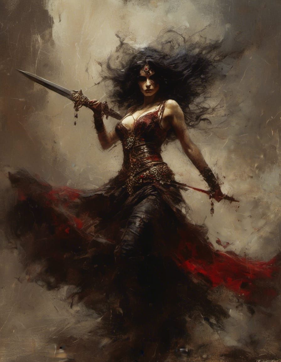 Sword Dancer in Dark, Mysterious Art