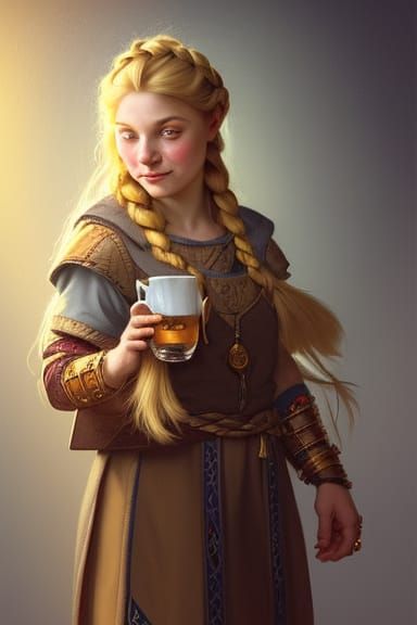 Vibrant Female Dwarf Cleric Captured in Ethereal Light