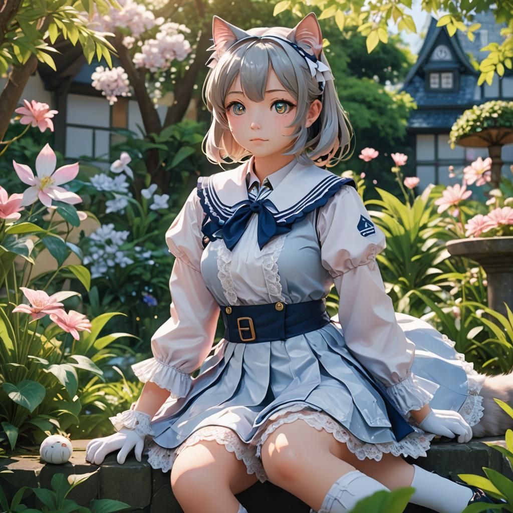 Vibrant Anime Goddess in Pastel Paradise