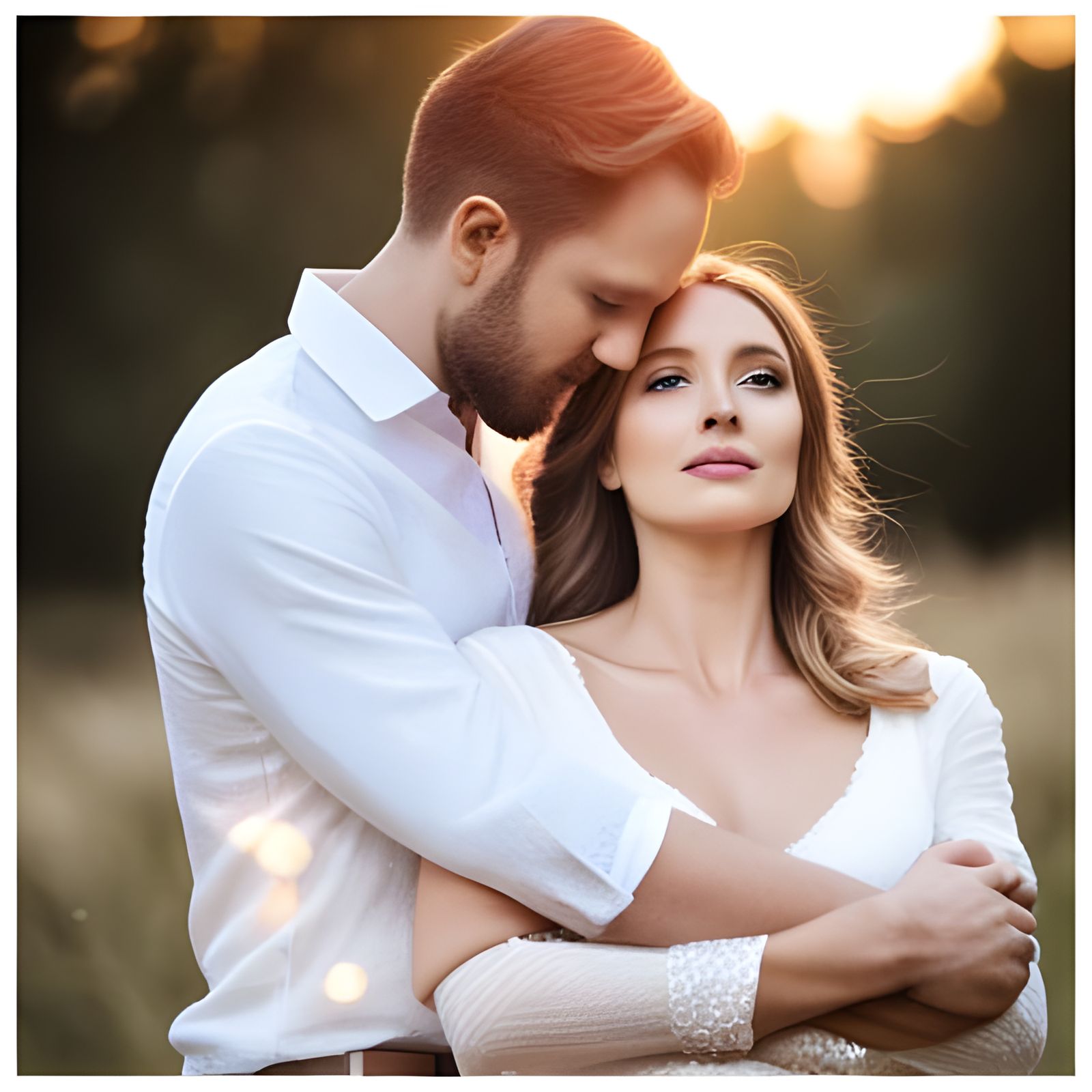 Radiant Couple Surrounded by Sparkling Light